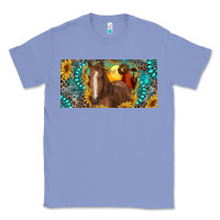 Colony Blue horse and desert with sunflowers gemstone Classic Tee - RanaPortraitStore