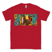 Red horse and desert with sunflowers gemstone Classic Tee - RanaPortraitStore