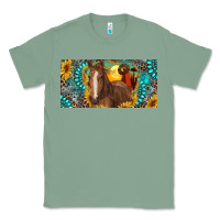 Sage horse and desert with sunflowers gemstone Classic Tee - RanaPortraitStore