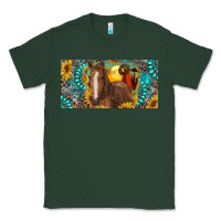 Sports Green horse and desert with sunflowers gemstone Classic Tee - RanaPortraitStore