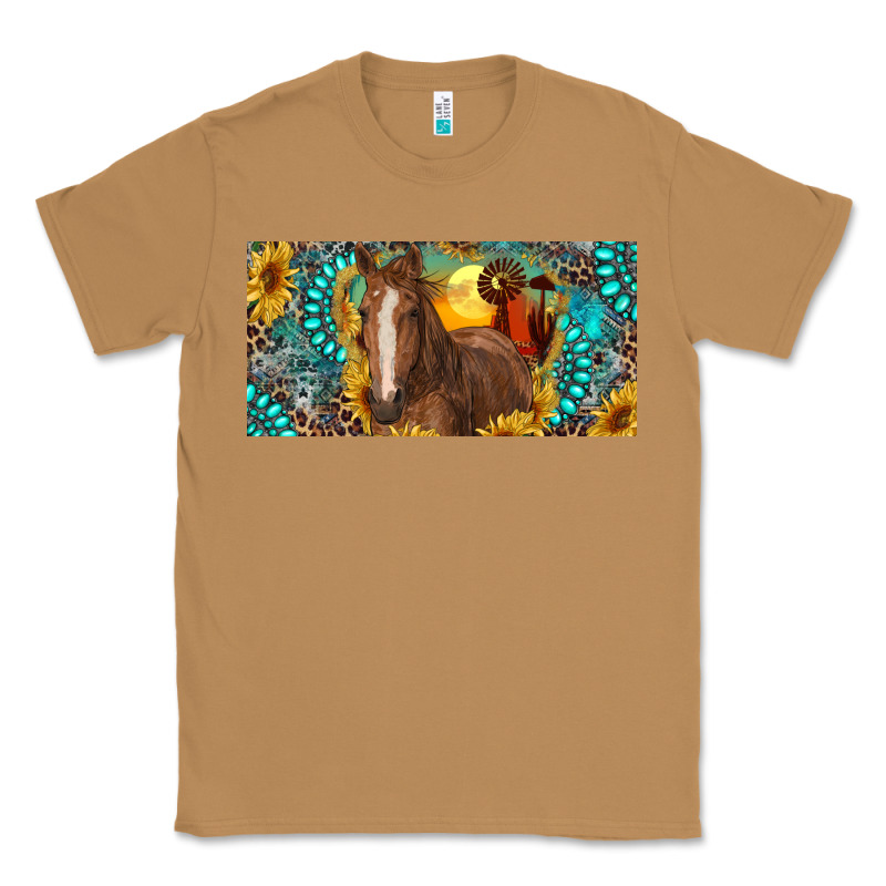 Horse And Desert With Sunflowers Gemstone Classic Tee by RanaPortraitStore | Teevron