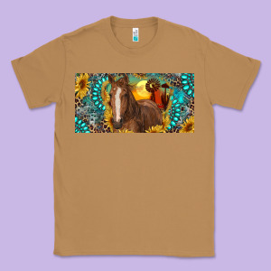 Horse And Desert With Sunflowers Gemstone Classic Tee Designed By Ranaportraitstore