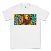 White horse and desert with sunflowers gemstone Classic Tee - RanaPortraitStore