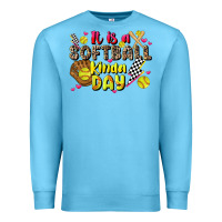 Ocean Blue it is a softball kinda day Premium Sweatshirt - JahusDesignShop