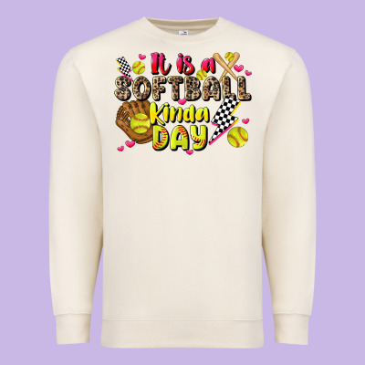 It Is A Softball Kinda Day Premium Sweatshirt Designed By Jahusdesignshop