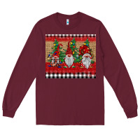 Burgundy Christmas gnomes Long Sleeve Tee - BarkalooDesign