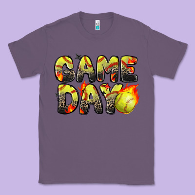 Classic Tee game day softball leopard