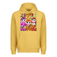 Antique Gold Happy Hallothanksmas unicorns Premium Hoodie - NancyCooperArtShop