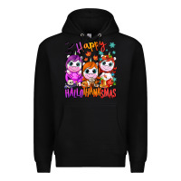 Black Happy Hallothanksmas unicorns Premium Hoodie - NancyCooperArtShop