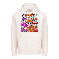 Pale Pink Happy Hallothanksmas unicorns Premium Hoodie - NancyCooperArtShop