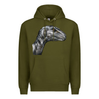 Army Green Velociraptor Face Premium Hoodie - LillyAllenDesigns