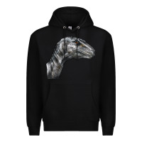 Black Velociraptor Face Premium Hoodie - LillyAllenDesigns