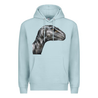 Blue Mist Velociraptor Face Premium Hoodie - LillyAllenDesigns