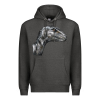 Charcoal Heather Velociraptor Face Premium Hoodie - LillyAllenDesigns