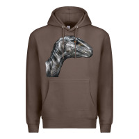 Coffee Velociraptor Face Premium Hoodie - LillyAllenDesigns