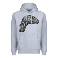Heather Grey Velociraptor Face Premium Hoodie - LillyAllenDesigns