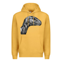 Mustard Velociraptor Face Premium Hoodie - LillyAllenDesigns