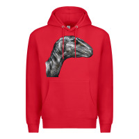 Red Velociraptor Face Premium Hoodie - LillyAllenDesigns