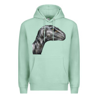 Seafoam Velociraptor Face Premium Hoodie - LillyAllenDesigns