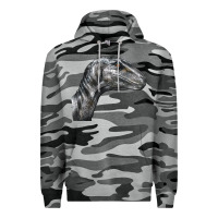 Slate Camo Velociraptor Face Premium Hoodie - LillyAllenDesigns