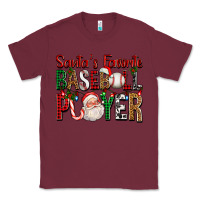 Burgundy santa's favorite baseball player for christmas Classic Tee - FaDigitalArtStudio