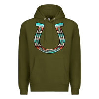Army Green serape turquoise horseshoe Premium Hoodie - Jasminsmagicworld
