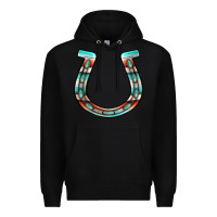 Black serape turquoise horseshoe Premium Hoodie - Jasminsmagicworld
