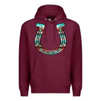 Burgundy serape turquoise horseshoe Premium Hoodie - Jasminsmagicworld