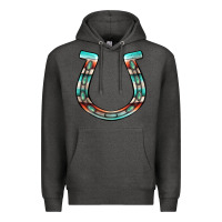 Charcoal Heather serape turquoise horseshoe Premium Hoodie - Jasminsmagicworld