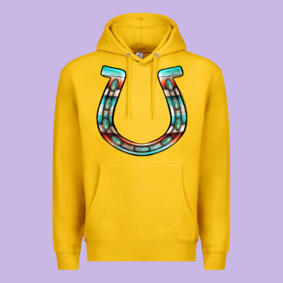 Serape Turquoise Horseshoe Premium Hoodie Designed By Jasminsmagicworld