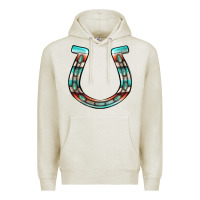 Oatmeal Heather serape turquoise horseshoe Premium Hoodie - Jasminsmagicworld