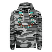 Slate Camo serape turquoise horseshoe Premium Hoodie - Jasminsmagicworld