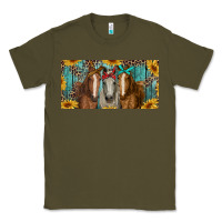Army Green horses with leopard and sunflowers Classic Tee - RanaPortraitStore