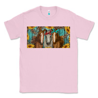 Bubblegum Pink horses with leopard and sunflowers Classic Tee - RanaPortraitStore