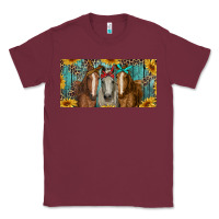 Burgundy horses with leopard and sunflowers Classic Tee - RanaPortraitStore