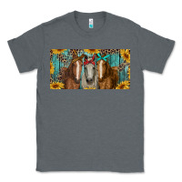 Charcoal Heather horses with leopard and sunflowers Classic Tee - RanaPortraitStore