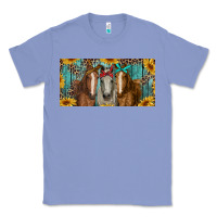 Colony Blue horses with leopard and sunflowers Classic Tee - RanaPortraitStore