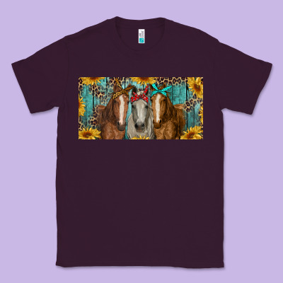 Horses With Leopard And Sunflowers Classic Tee Designed By Ranaportraitstore