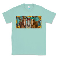 Seafoam horses with leopard and sunflowers Classic Tee - RanaPortraitStore