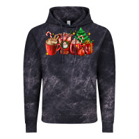 Cloud Black Christmas coffee cups with gift and Christmas tree Vintage Hoodie - AdoDesignShop
