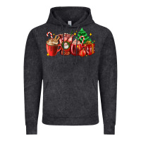 Vintage Black Christmas coffee cups with gift and Christmas tree Vintage Hoodie - AdoDesignShop