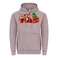Vintage Zinc Christmas coffee cups with gift and Christmas tree Vintage Hoodie - AdoDesignShop