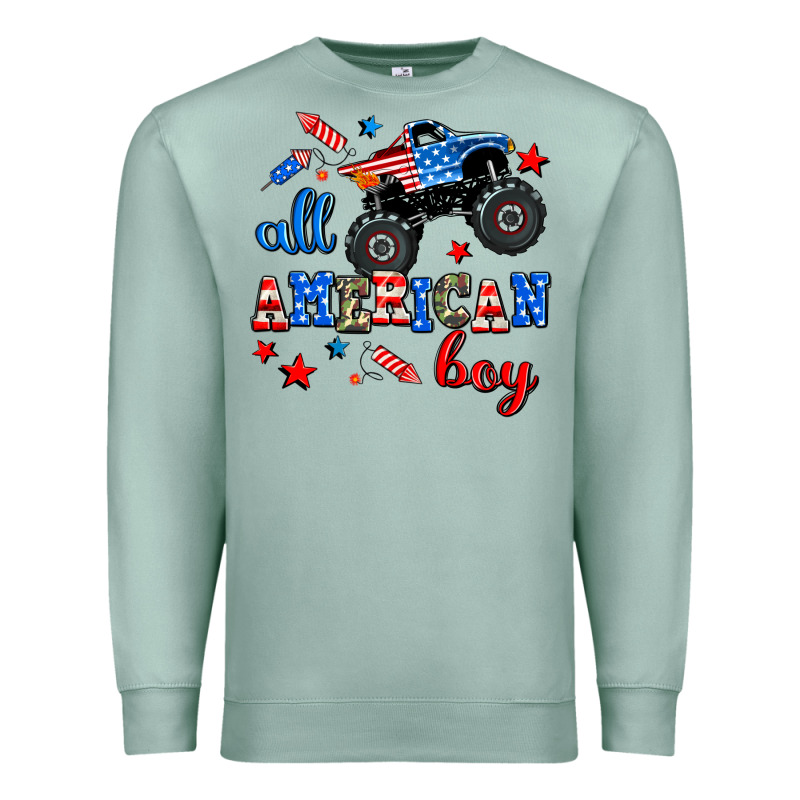 All American Boy  Monsterr Truck Premium Sweatshirt by AdoDesignShop | Teevron
