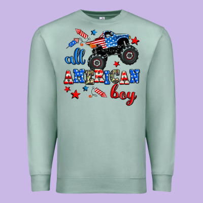 All American Boy  Monsterr Truck Premium Sweatshirt Designed By Adodesignshop