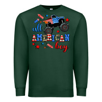 Sports Green all american boy  monsterr truck Premium Sweatshirt - AdoDesignShop