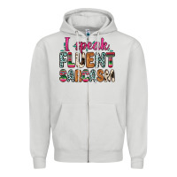 Dove Grey i speak fluent sarcasm Zipper Hoodie - Zillion Design Studio