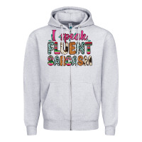 Heather Grey i speak fluent sarcasm Zipper Hoodie - Zillion Design Studio