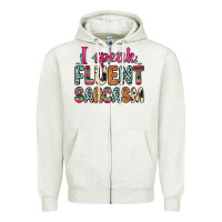 Oatmeal Heather i speak fluent sarcasm Zipper Hoodie - Zillion Design Studio
