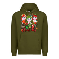 Army Green Merry Christmas unicorns Premium Hoodie - NancyCooperArtShop