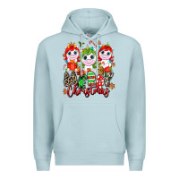 Blue Mist Merry Christmas unicorns Premium Hoodie - NancyCooperArtShop